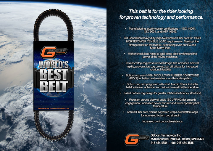 Polaris RZR XP Turbo/Ranger 1000 XP/RS1 GBOOST Worlds Best Belt #WBB1186